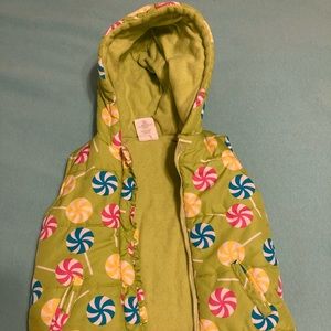 Bundle! Little Girls Green Lollipop Vest w/ Hood